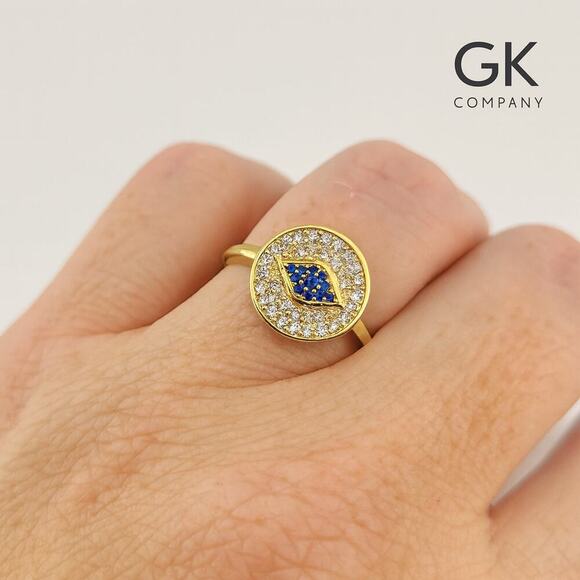 Gold Evil Eye Necklace and Ring Set – Protection Jewelry – - Picture 3 of 4